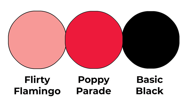 Colour combo mixing Flirty Flamingo, Poppy Parade and Basic Black.