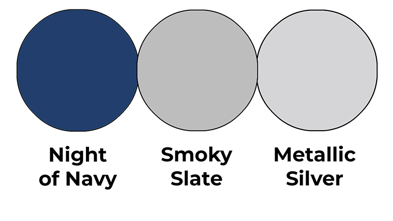 Colour combo mixing Night of Navy, Smoky Slate and Metallic Silver.