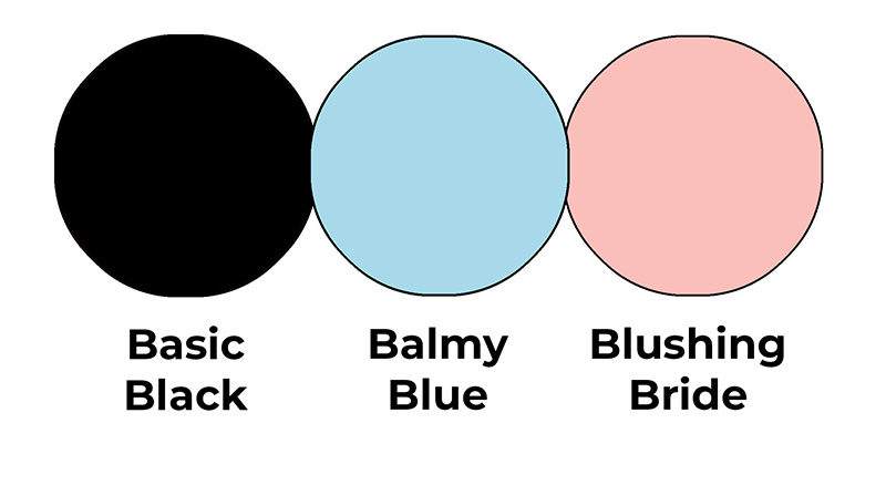 Colour combo mixing Basic Black, Balmy Blue and Blushing Bride.