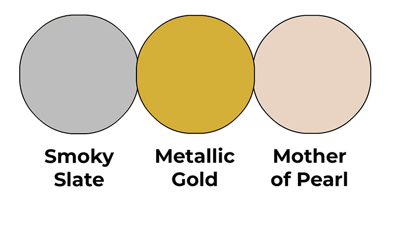 Colour combo mixing Smoky Slate, Metallic Gold and Mother of Pearl.