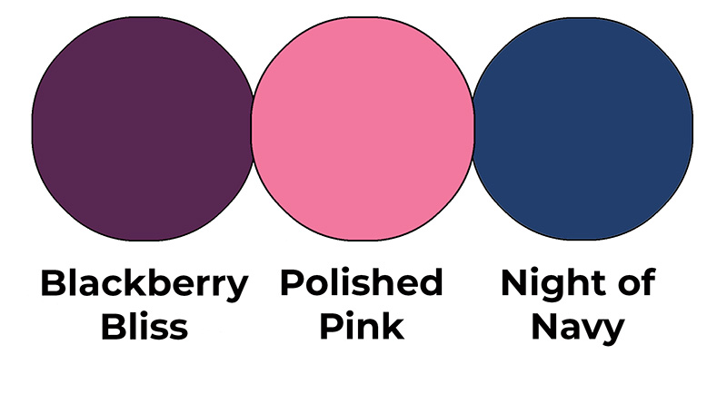 Colour combo mixing Blackberry Bliss, Polished Pink and Night of Navy.