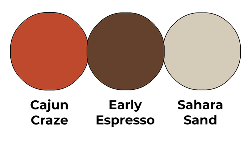 Colour combo mixing Cajun Craze, Early Espresso and Sahara Sand.