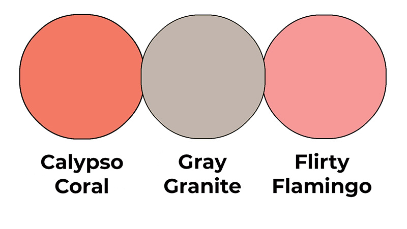 Colour combo mixing Calypso Coral, Gray Granite and Flirty Flamingo.