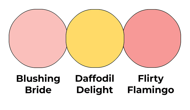 Colour combo mixing Blushing Bride, Daffodil Delight and Flirty Flamingo.