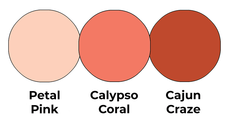 Colour combo mixing Petal Pink, Calypso Coral and Cajun Craze.
