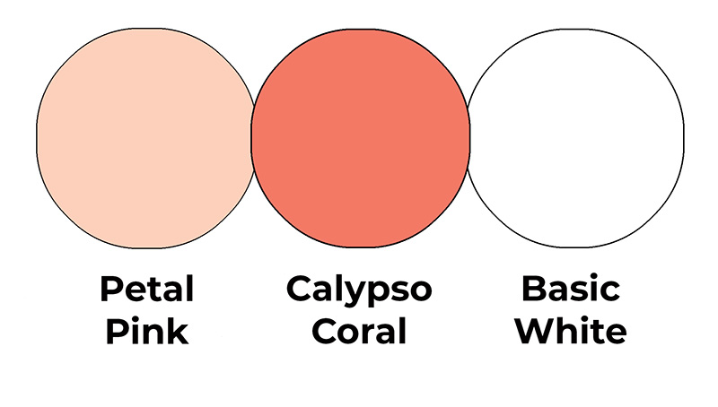 Colour combo mixing Petal Pink, Calypso Coral and Basic White.