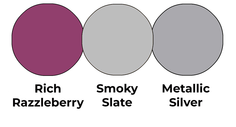 Colour combo mixing Rich Razzleberry, Smoky Slate and Metallic Silver.