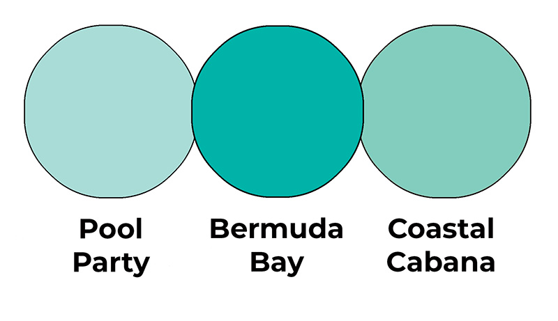 Colour combo mixing Pool Party, Bermuda Bay and Coastal Cabana.