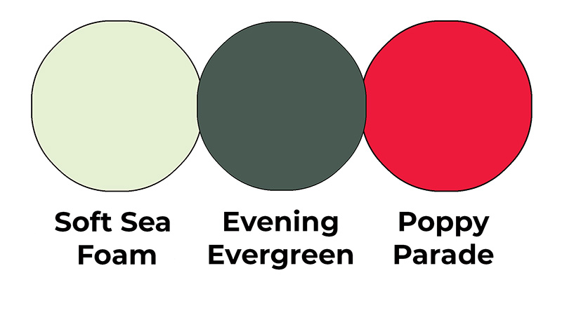 Colour combo mixing Soft Sea Foam, Evening Evergreen and Poppy Parade.