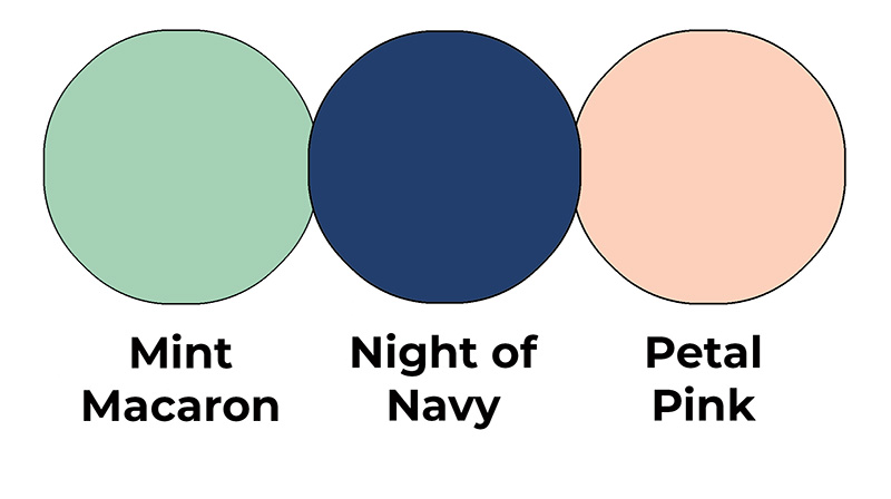 Colour combo mixing Mint Macaron, Night of Navy and Petal Pink.
