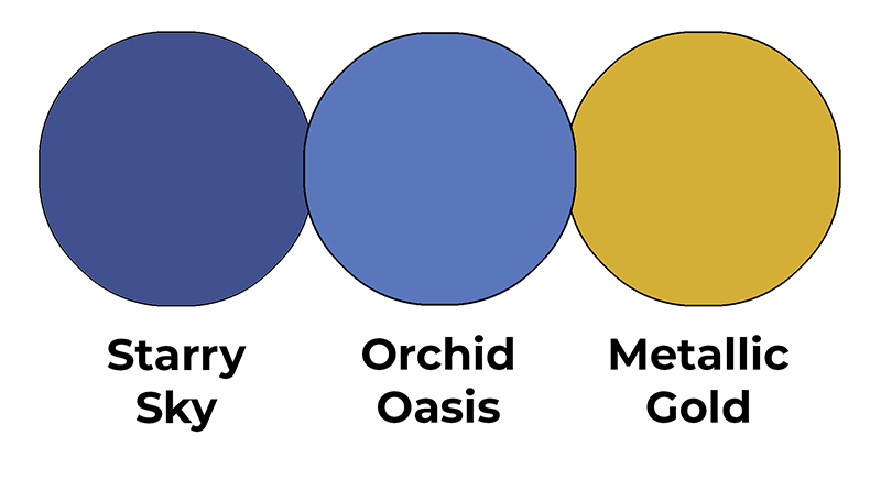 Colour combo mixing Starry Sky, Orchid Oasis and Metallic Gold.