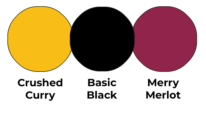 Colour combo mixing Crushed Curry, Basic Black and Merry Merlot.