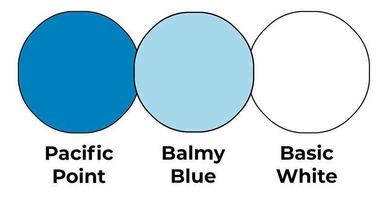 Colour combo mixing Pacific Point, Balmy Blue and Basic White.