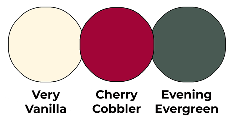 Colour combo mixing Very Vanilla, Cherry Cobbler and Evening Evergreen.