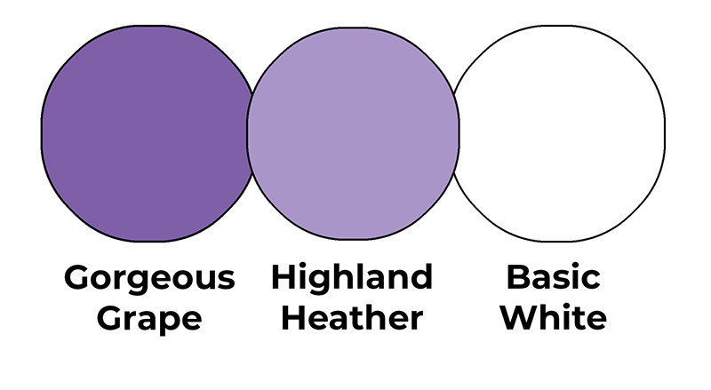 Colour combo mixing Gorgeous Grape, Highland Heather and Basic White.