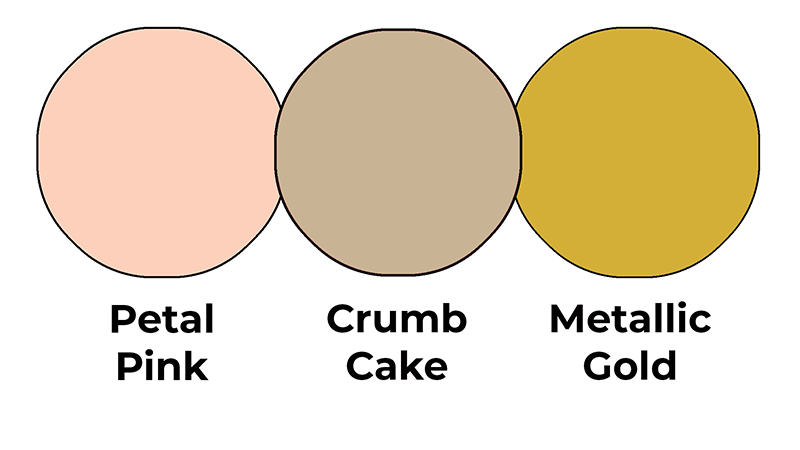 Colour combo mixing Petal Pink, Crumb Cake and Metallic Gold.