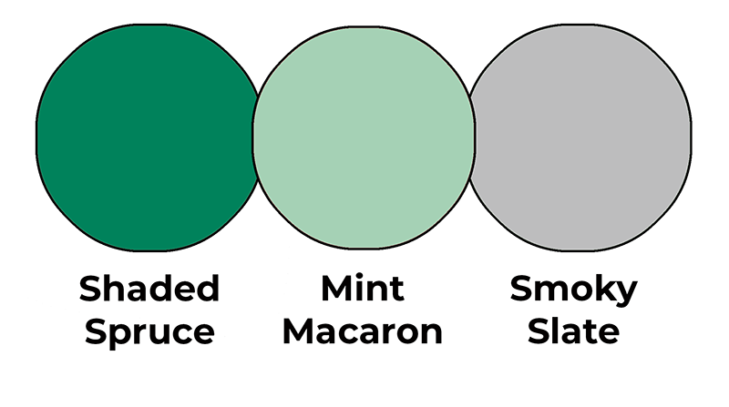 Colour combo mixing Shaded Spruce, Mint Macaron and Smoky Slate.