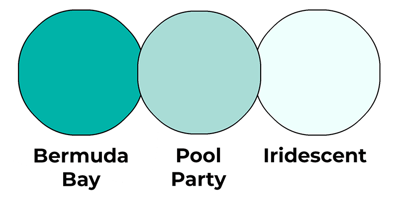 Colour combo mixing Bermuda Bay, Pool Party and Iridescent. 