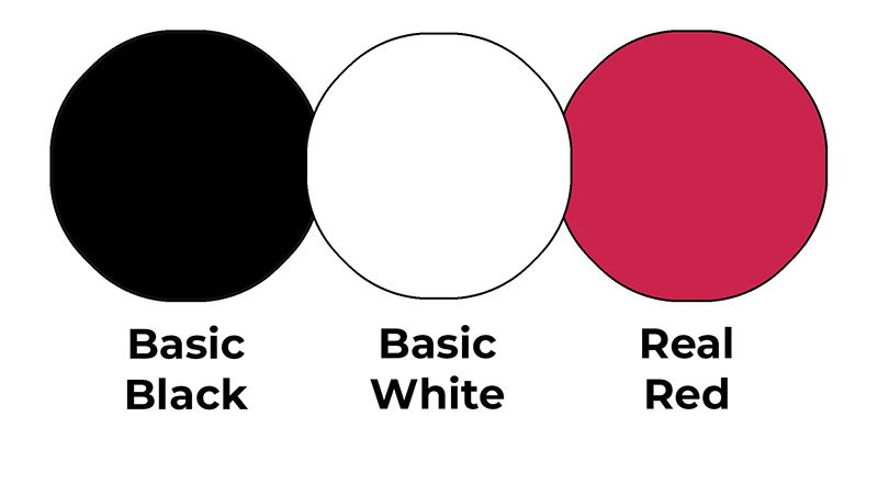 Masculine colour combo mixing Basic Black, Basic White and Real Red.
