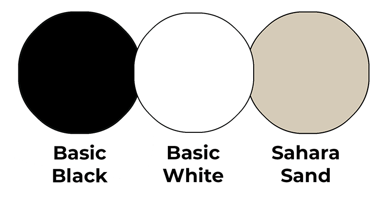 Masculine colour combo mixes Basic Black, Basic White and Sahara Sand.