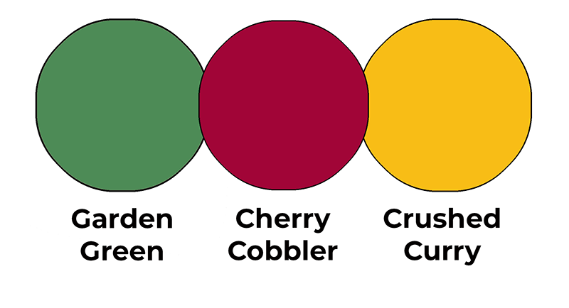 Colour combo mixing Garden Green, Cherry Cobbler and Crushed Curry.