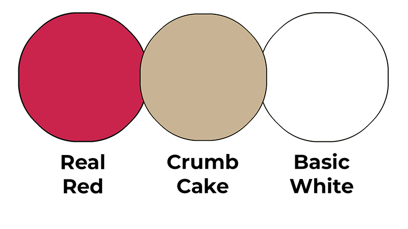 Colour combo mixing Real Red, Crumb Cake and Basic White.