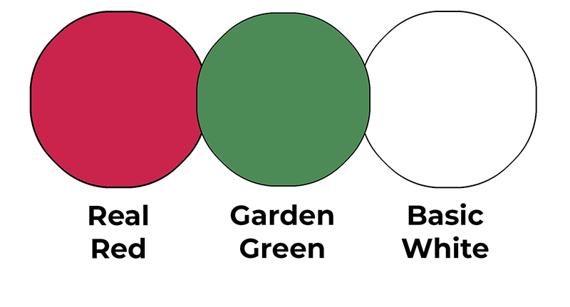 Colour combo mixing Real Red, Garden Green and Basic White.