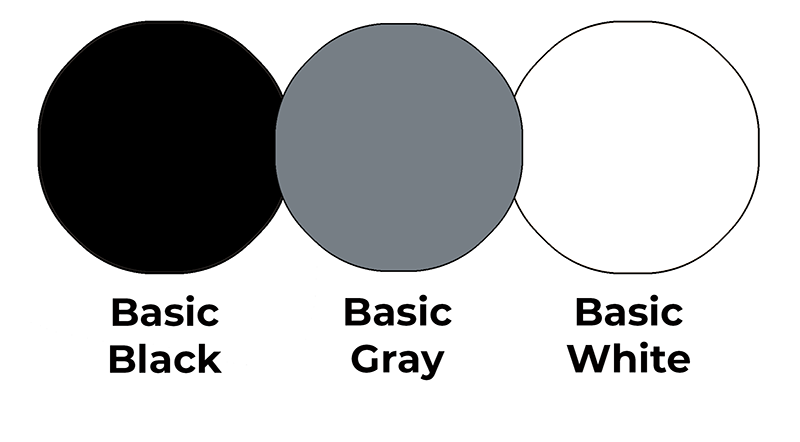 Colour combo mixing Basic Black, Basic Gray and Basic White.