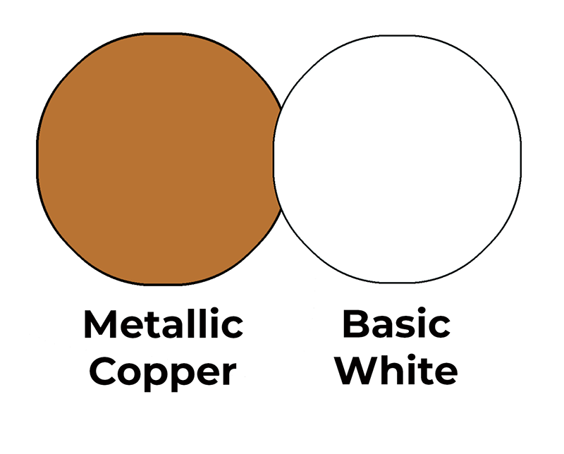 Colour combo mixing Metallic Copper and Basic White.