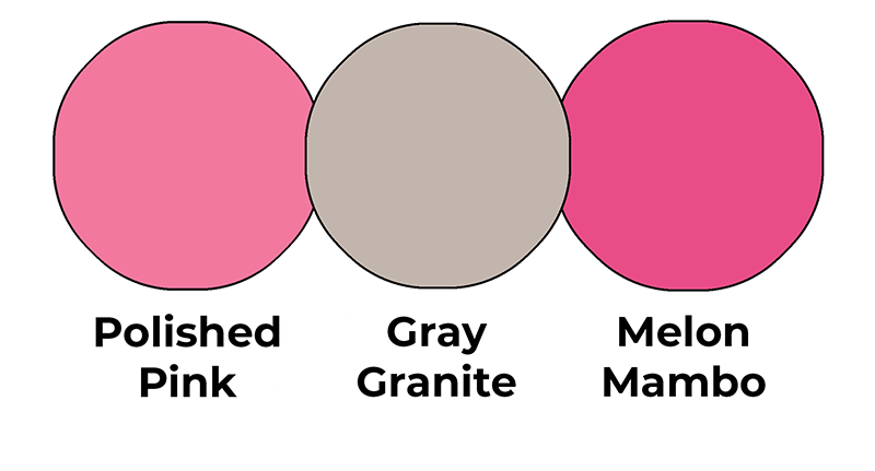 Colour combo mixing Polished Pink, Gray Granite and Melon Mambo.
