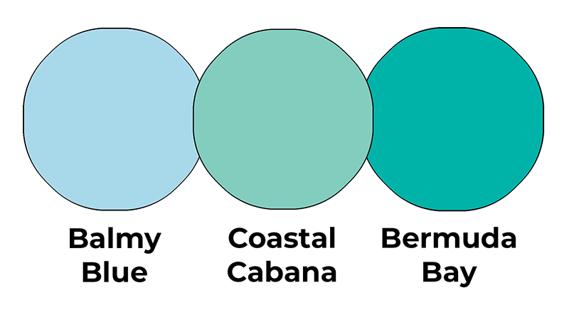 Colour combo mixing Balmy Blue, Coastal Cabana and Bermuda Bay.