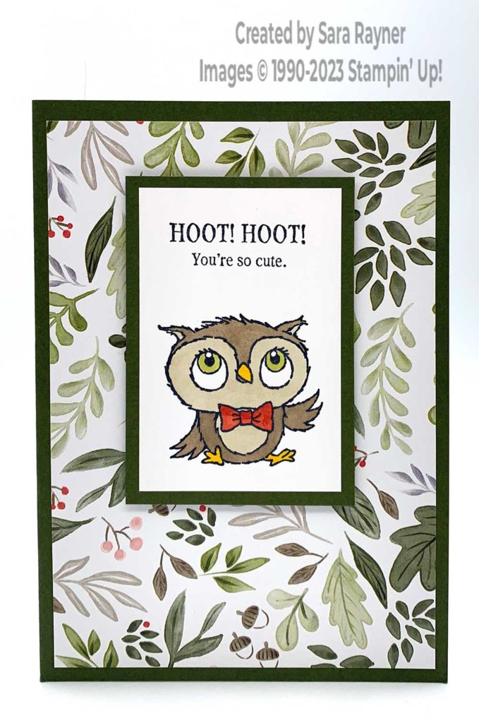 Mossy adorable owl card