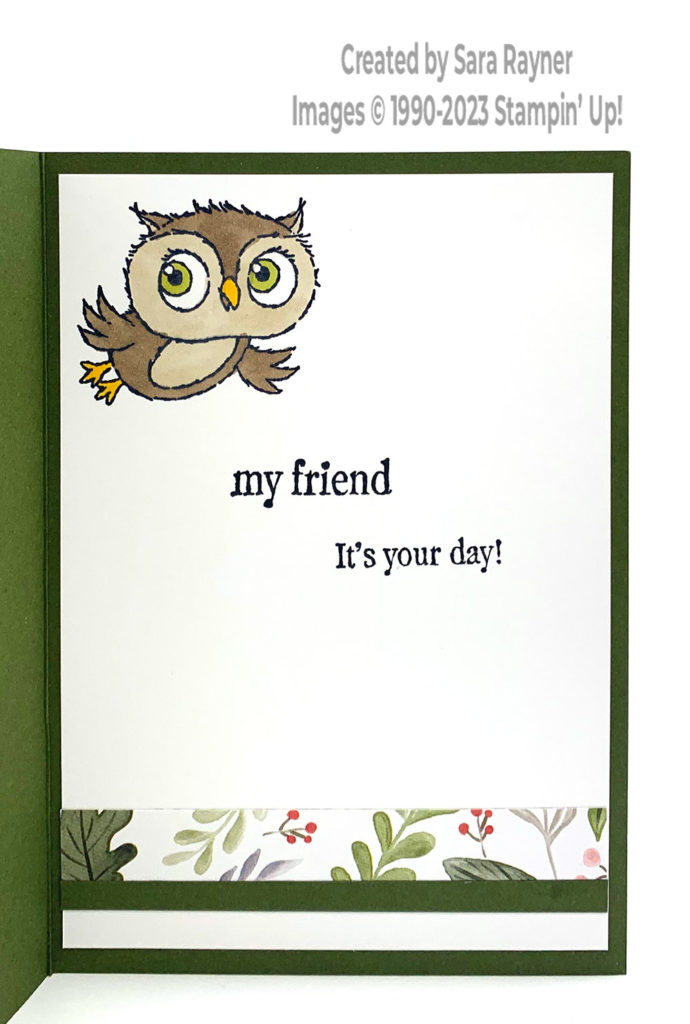 Mossy adorable owl card insert