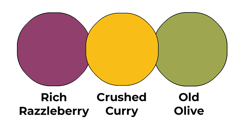 Colour combo mixing Rich Razzleberry, Crushed Curry and Old Olive.