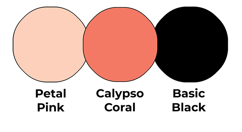 Colour combo mixing Petal Pink, Calypso Coral and Basic Black.