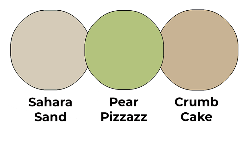 Colour combo mixing Sahara Sand, Pear Pizzazz and Crumb Cake.