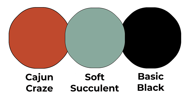 Colour combo mixing Cajun Craze, Soft Succulent and Basic Black.