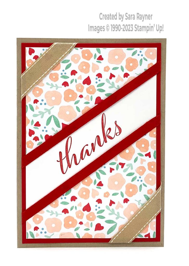 Floral ribbon thank you card