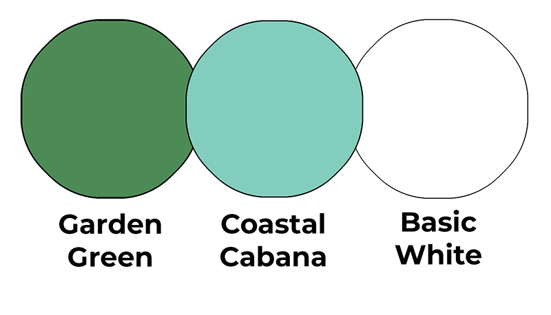 Colour combo mixing Garden Green, Coastal Cabana and Basic White.