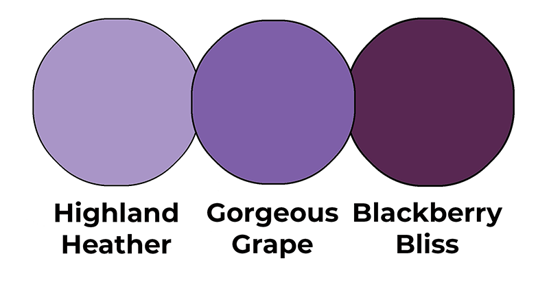 Colour combo mixing Highland Heather, Gorgeous Grape and Blackberry Bliss.