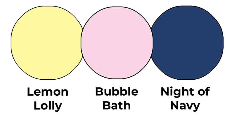 Colour combo mixing Lemon Lolly, Bubble Bath and Night of Navy.