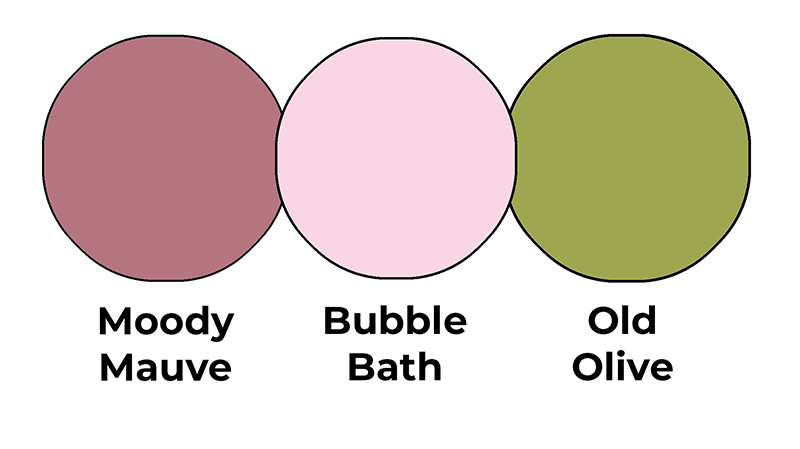 Colour combo mixing Moody Mauve, Bubble Bath and Old Olive.