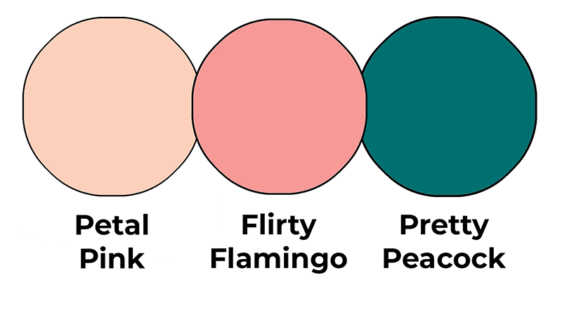 Colour combo mixing Petal Pink, Flirty Flamingo and Pretty Peacock.