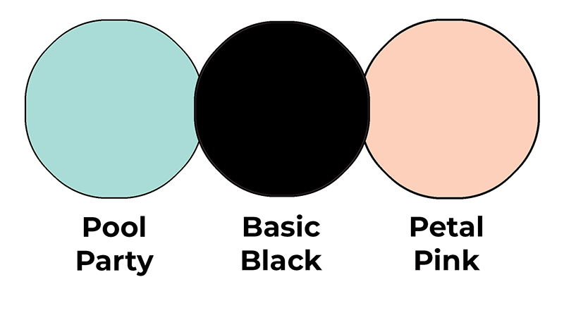 Colour combo mixing Pool Party, Basic Black and Petal Pink.