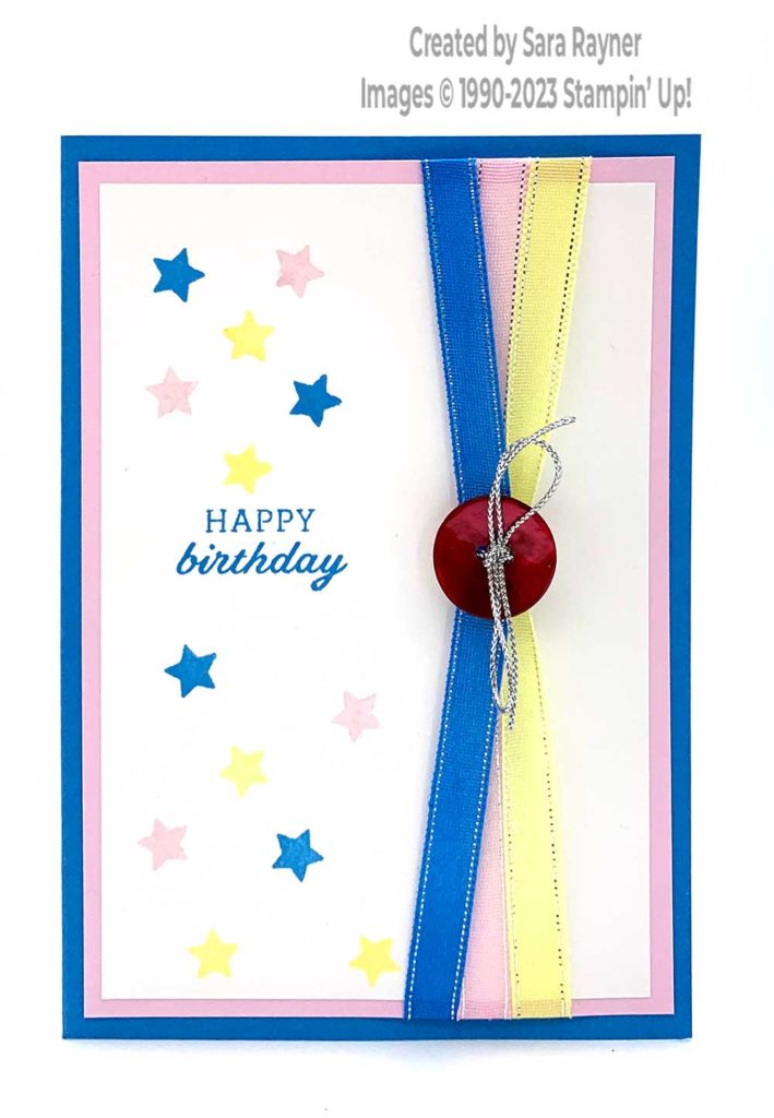 Button tied ribbon birthday card