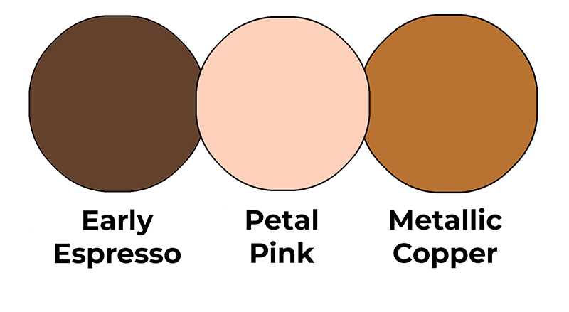 Colour combo mixing Early Espresso, Petal Pink and Metallic Copper.